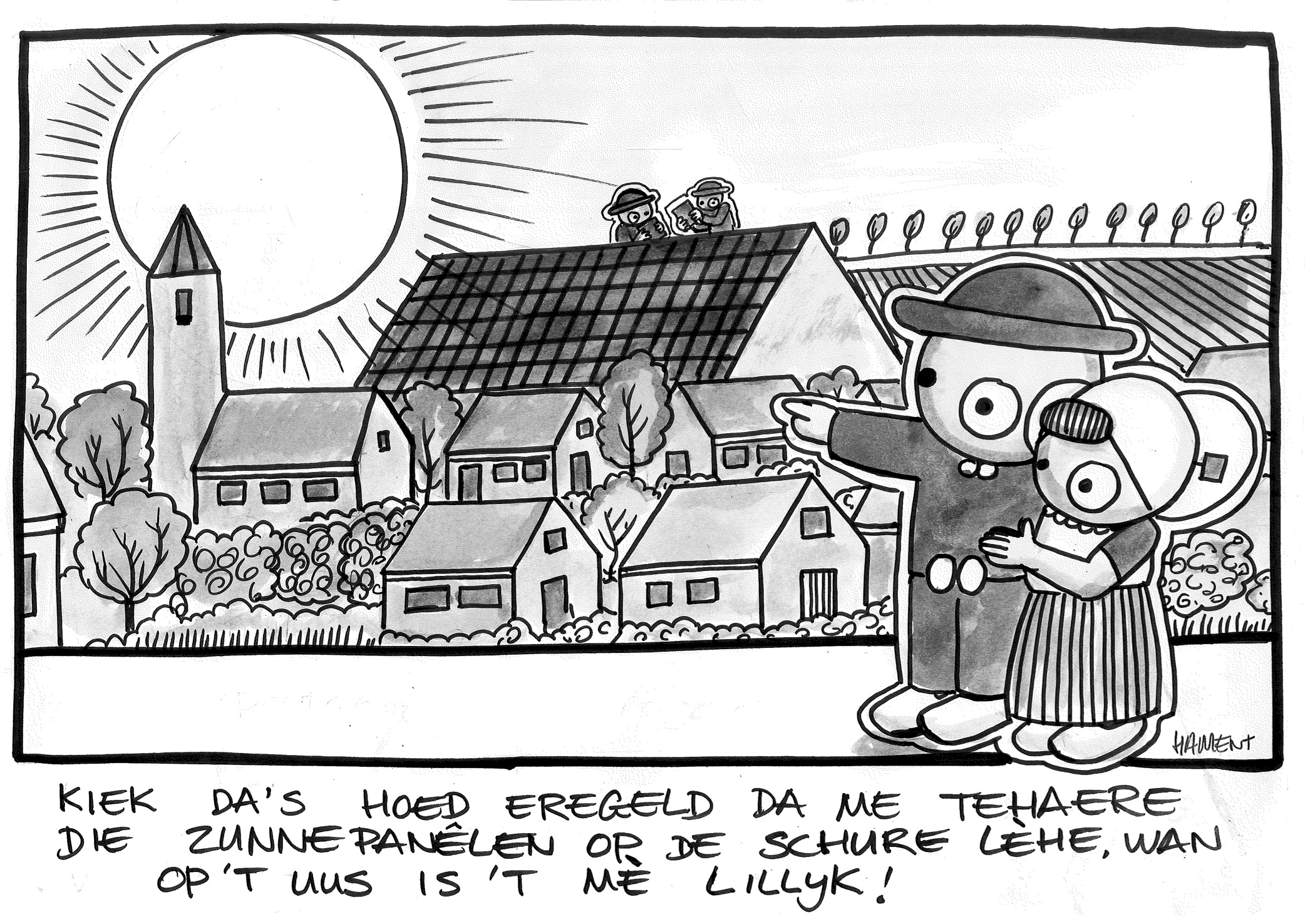 Cartoon Leuntje en Marien zonneroosproject