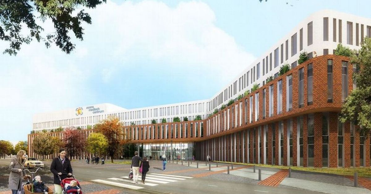 The Zaans Medical Center seen from the outside. People walking to and from the Zaans Medical Center